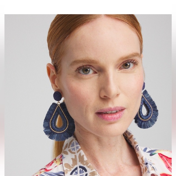 Chico’s Denim Teardrop Earrings - Picture 1 of 8